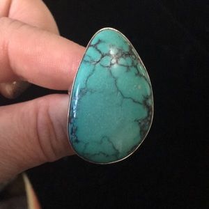 Sterling silver ring with large turquoise